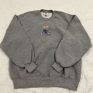Vintage Jerzees Stratton Moose Ski Crewneck Sweatshirt Gray XL
